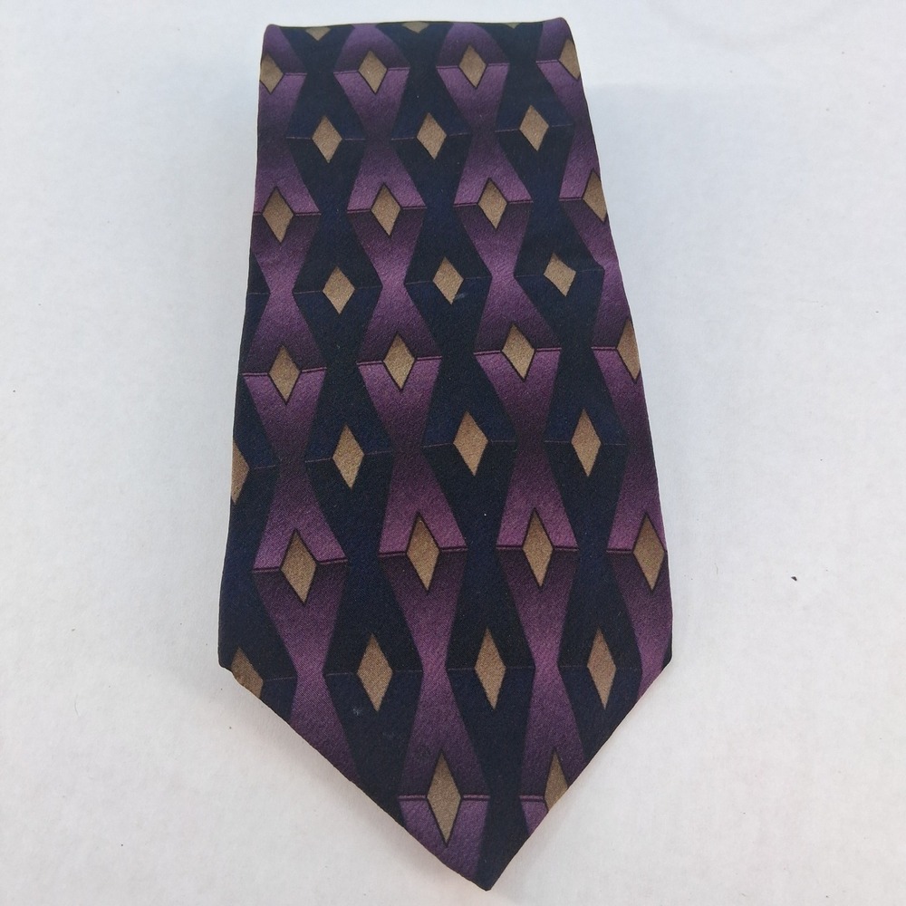 Jimmy Z 54"Tie Mens Purple Brett Favre Collection One Silk Geometric Diamond